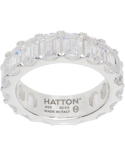 Hatton Labs Bague de gage d'amour éternel argentée à zircones octogonales - Blanc