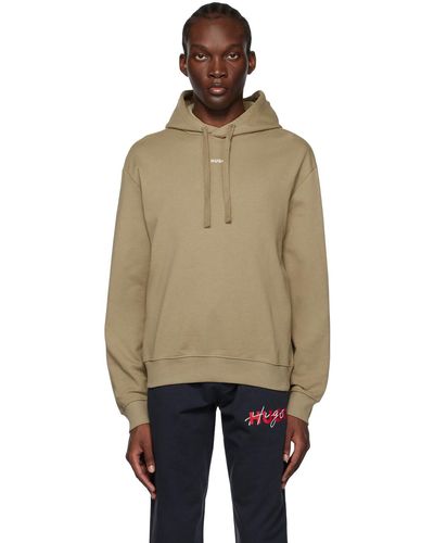 HUGO Brown Relaxed-fit Hoodie - Multicolour