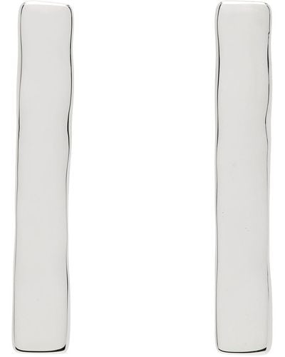 Jil Sander Silver Long Earrings - White