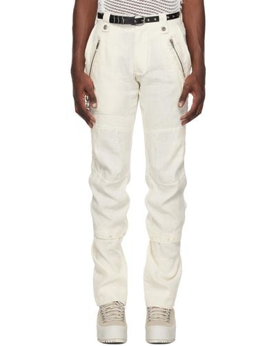 Hyein Seo Off- Distressed Trousers - White