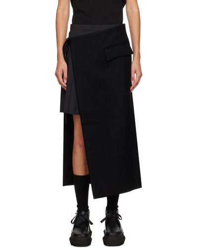 Sacai Black Layered Midi Skirt
