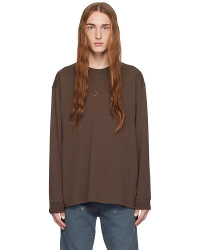 Nike Brown Embroidered Long Sleeve T-shirt