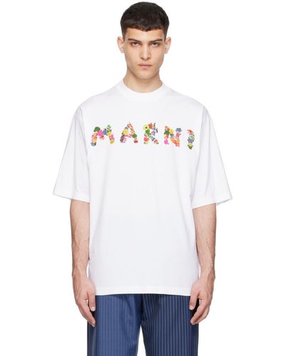 Marni T-shirt blanc à logo modifié imprimé