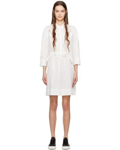 See By Chloé White Embroidered Minidress - Black