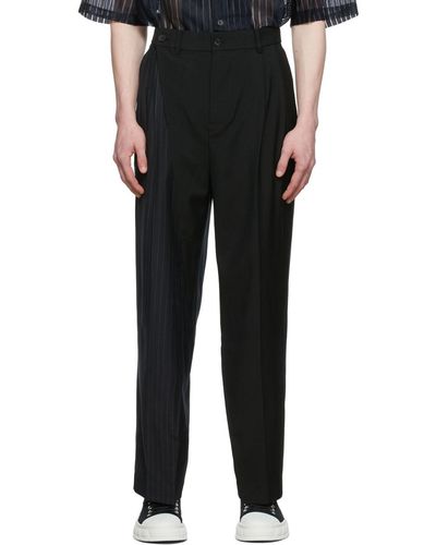 Feng Chen Wang Stripe Pants - Black