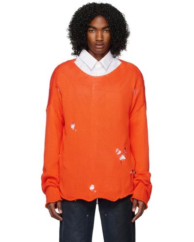 424 Distressed Sweater - Orange