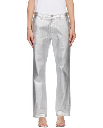 MM6 by Maison Martin Margiela Silver Painted Jeans - White