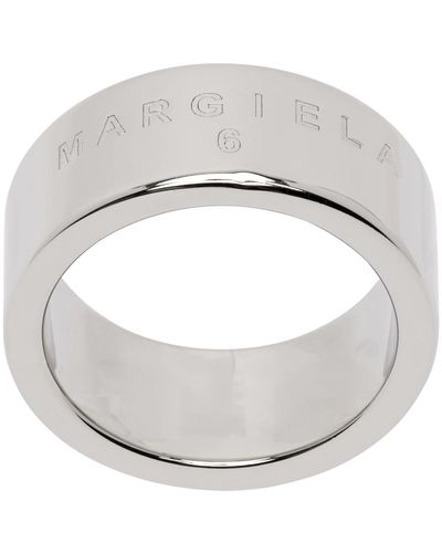 MM6 by Maison Martin Margiela Bague argentée à logo - Métallisé