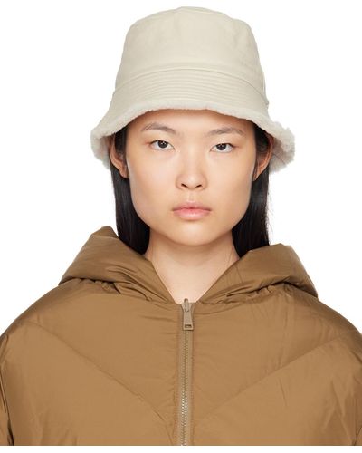 Yves Salomon Off-white Curly Reversible Bucket Hat - Brown