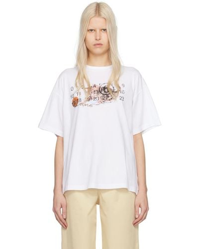 MM6 by Maison Martin Margiela ホワイト ロゴプリント Tシャツ