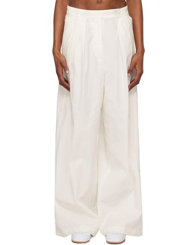 Dries Van Noten Pantalon blanc à plis - Multicolore