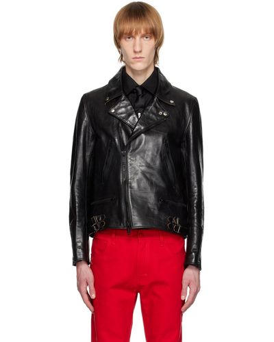 Undercover Zip-up Leather Jacket - Black