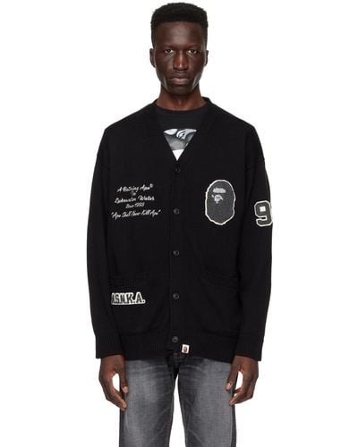 A Bathing Ape Embroidered Cardigan - Black