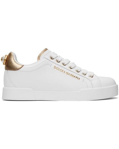 Dolce & Gabbana Nappa Calfskin Portofino Lettering Trainers - White