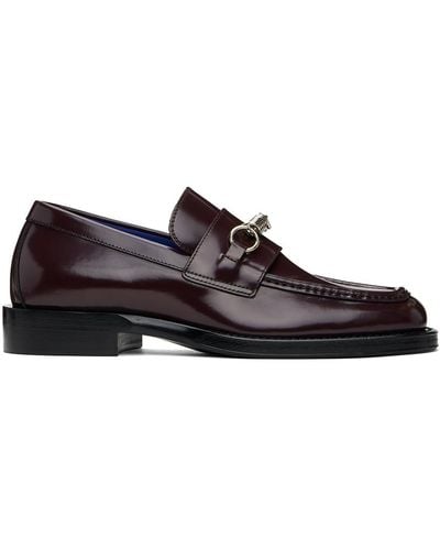 Burberry Purple Leather Barbed Loafers - Black