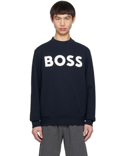 BOSS Navy Bonded Sweatshirt - Black
