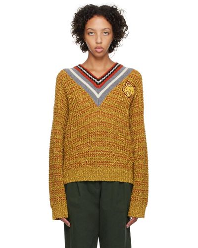 Maison Kitsuné Yellow Bold Fox Head Sweater - Orange