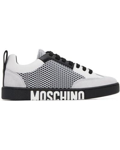 Moschino ホワイト& サイドロゴ スニーカー - ブラック