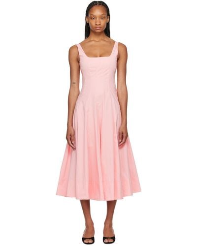 STAUD Wells Midi Dress - Pink