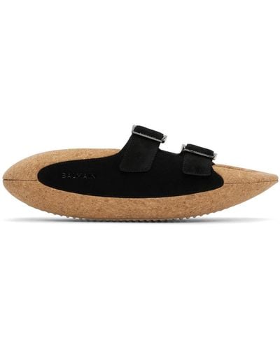 Balmain Leather Buckle B-it Sandals - Black