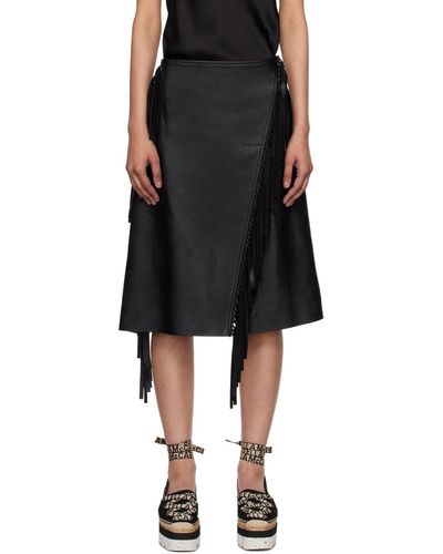 Stella McCartney Fringe Faux-Leather Midi Skirt - Black
