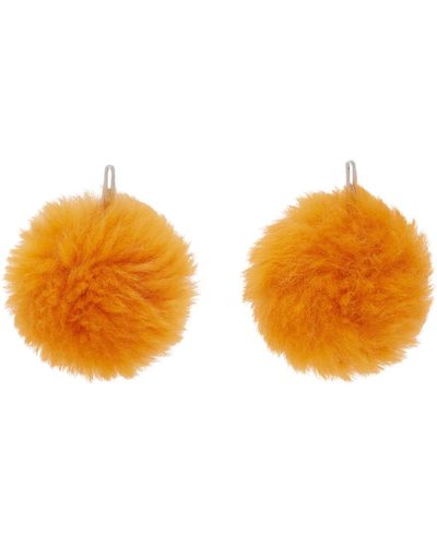 Marni Orange Pom Pom Earrings - Black