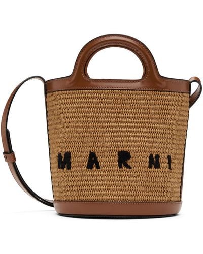 Marni Tan Tropicalia Mini Bucket Bag - Brown