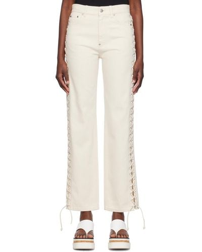 Stella McCartney Off-white Lace-up Jeans - Natural