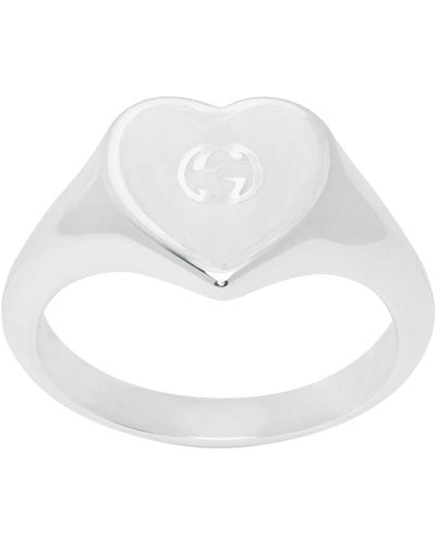 Gucci Silver Heart Ring - White