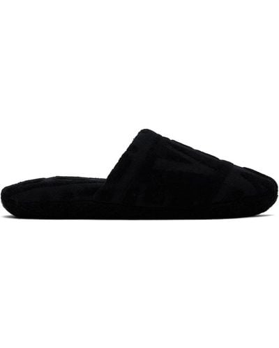 Versace Allover Towel Slippers - Black