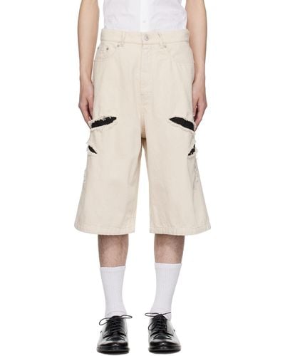 Kusikohc Off- Origami Cut-Out Denim Shorts - Natural