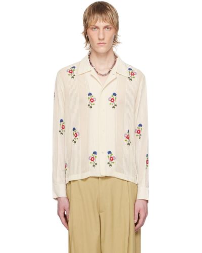 Bode Off- Beaded Wildflower Shirt - Natural