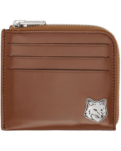 Maison Kitsuné Fox Head Zipped Wallet - Brown