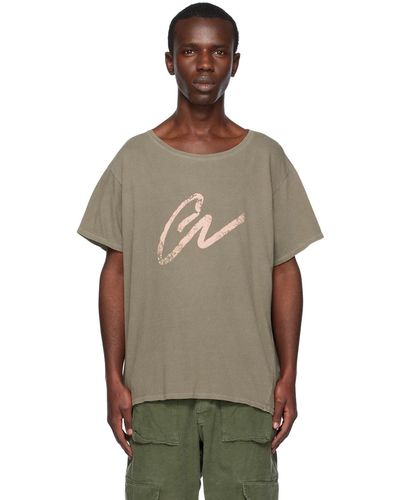 Greg Lauren T-shirt 'gl' kaki - Vert