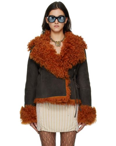 Acne Studios Cropped Shearling Jacket - Brown
