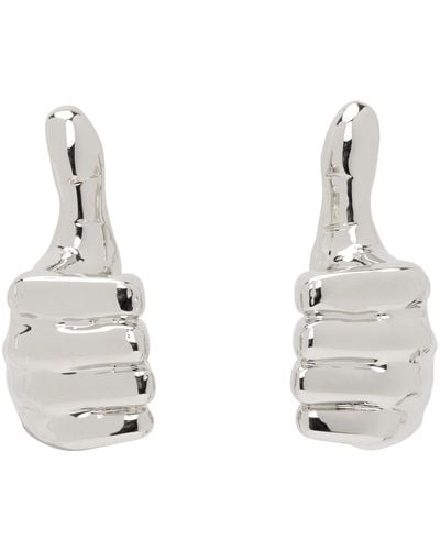 Y. Project Mini Thumbs Up Earrings - White