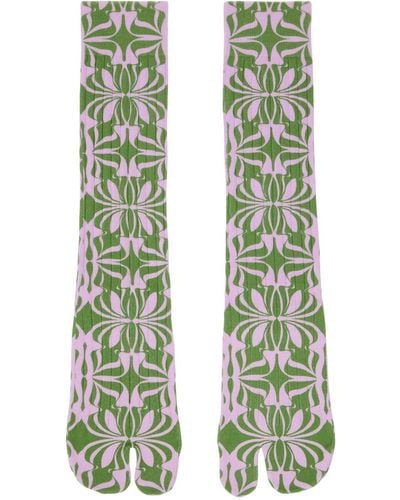 Dries Van Noten Printed Tabi Socks - Green