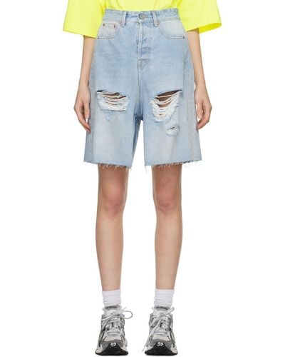 Vetements Destroyed Denim Shorts - Blue