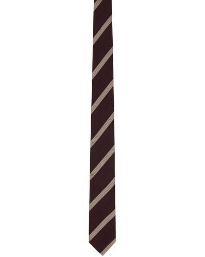 Dries Van Noten Burgundy Striped Tie - Black