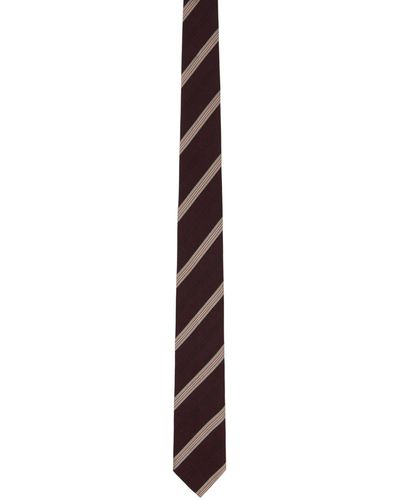 Dries Van Noten Cravate bourgogne à rayures - Noir