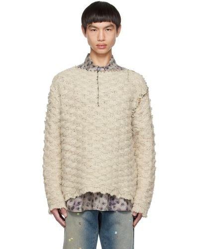Acne Studios Off-white Distressed Sweater - Natural