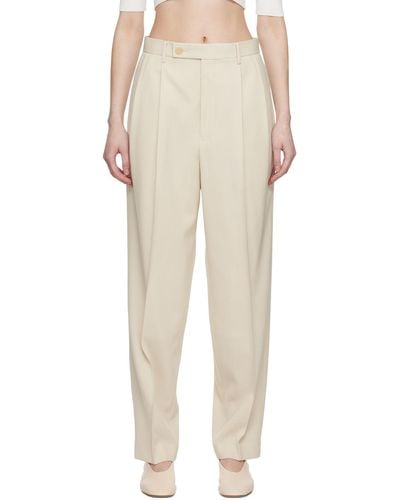 AURALEE Pleated Trousers - Natural