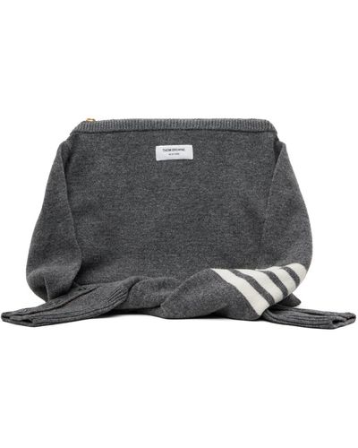 Thom Browne Thom e sac de style pull gris à quatre rayures - Noir