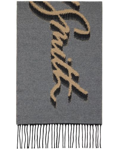Paul Smith Écharpe gris et à logo en tissu jacquard - Noir