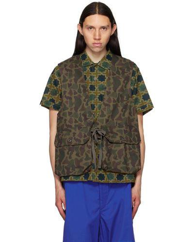 Engineered Garments Khaki Bellows Pockets Vest - Multicolour