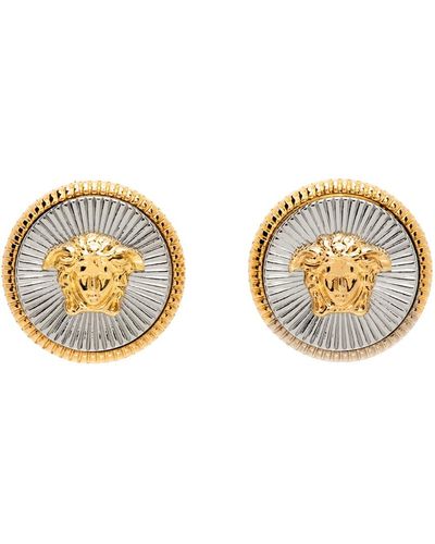 Versace Gold & Silver Medusa Earrings - Black