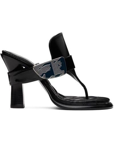 Burberry Leather Bay Heeled Sandals - Black