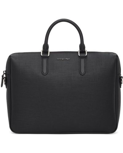 Zegna Black Leather Business Briefcase