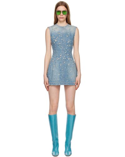 Acne Studios Blue Distressed Denim Minidress - Black