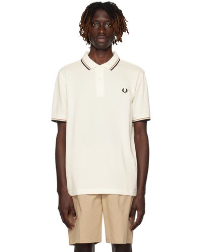 Fred Perry F Perry ホワイト Twin Tipped ポロシャツ - ブラック